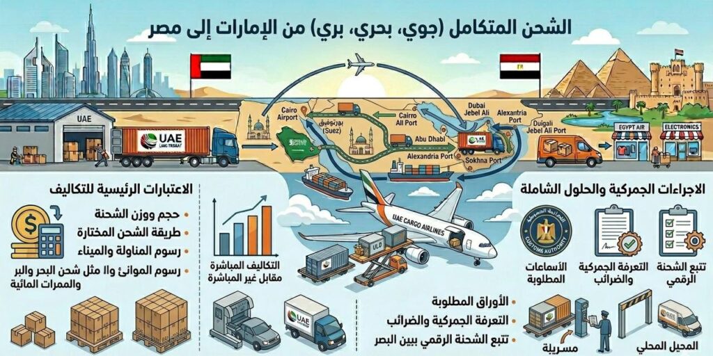 الشحن من الإمارات إلى مصر ونقل البضائع الدولية