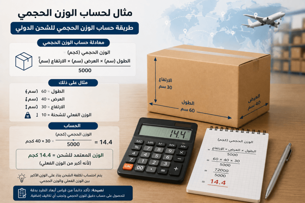 حساب الوزن الحجمي للشحن الدولي