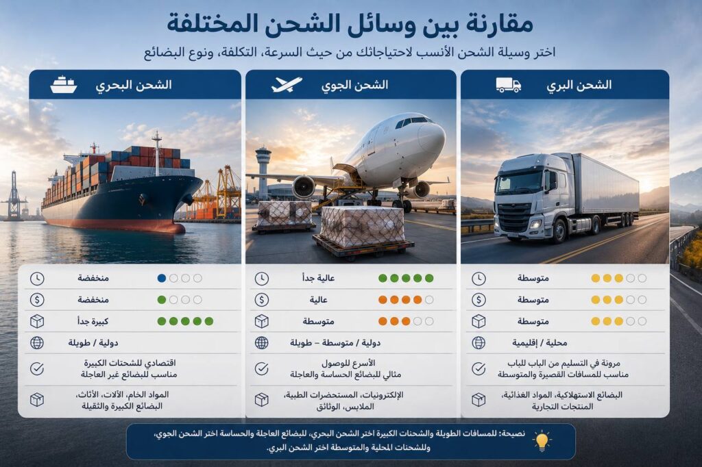 الشحن البحري والجوي والبري من الإمارات