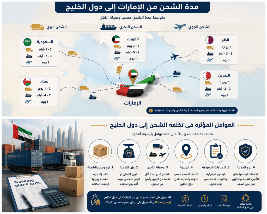 العوامل المؤثرة في تكلفة الشحن إلى دول الخليج
