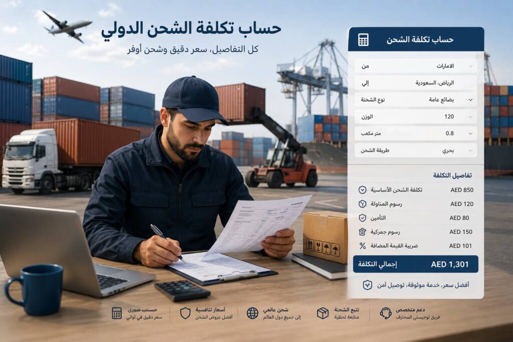 طريقة حساب تكلفة الشحن من الإمارات حسب حجم ووزن الشحنة