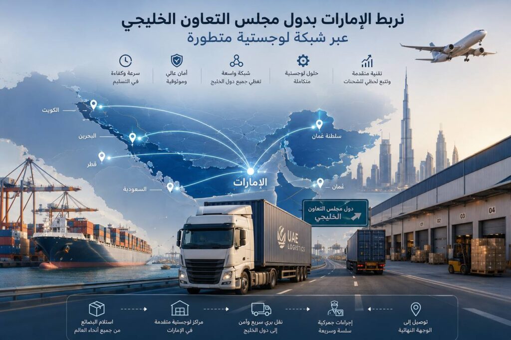 شاحنات وحاويات تربط الإمارات بدول مجلس التعاون الخليجي عبر شبكة لوجستية متطورة
شبكة النقل الخليجي من الإمارات