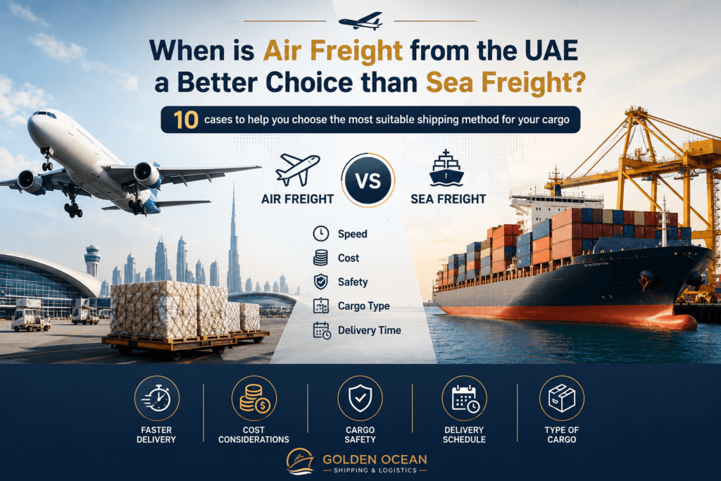 When Is Air Freight from the UAE the Better Choice Than Sea Freight? 10 Situations That Help You Choose the Right Shipping Method Air Freight vs Sea Freight