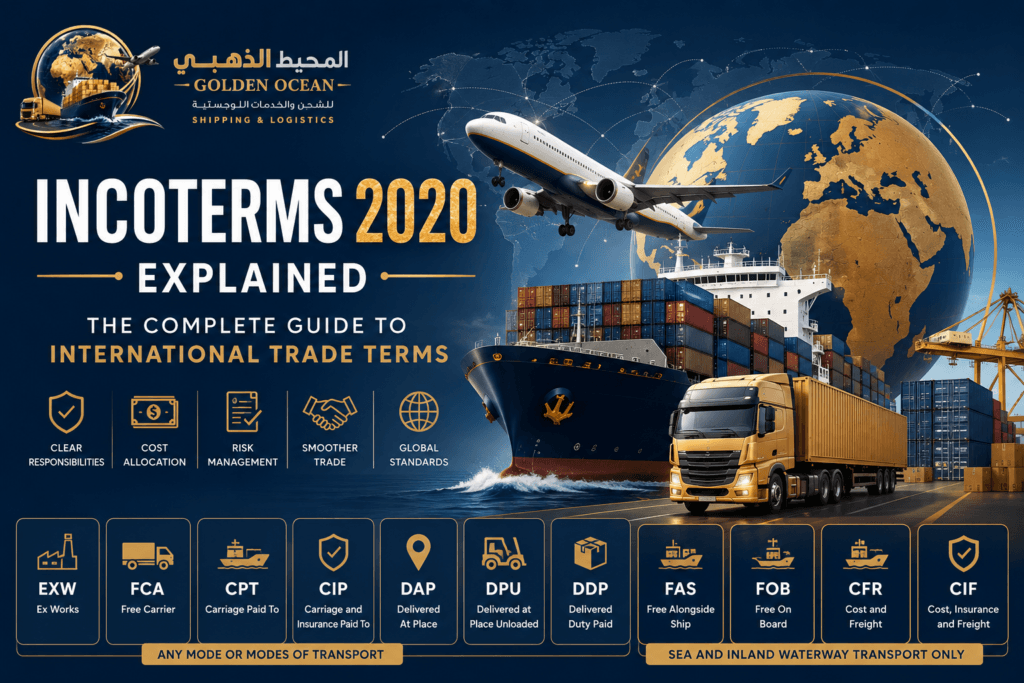 Incoterms 2020 explained with international shipping, freight transport, customs clearance and global trade terms.