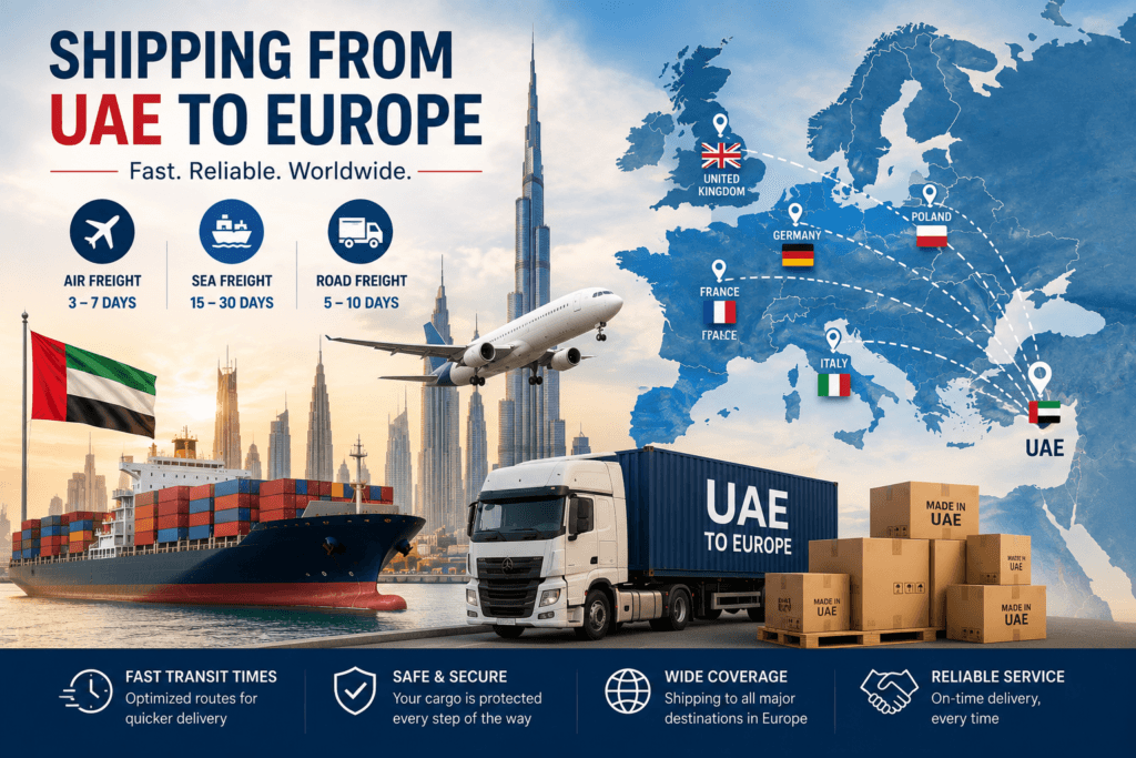 International Shipping Time from UAE to Europe
